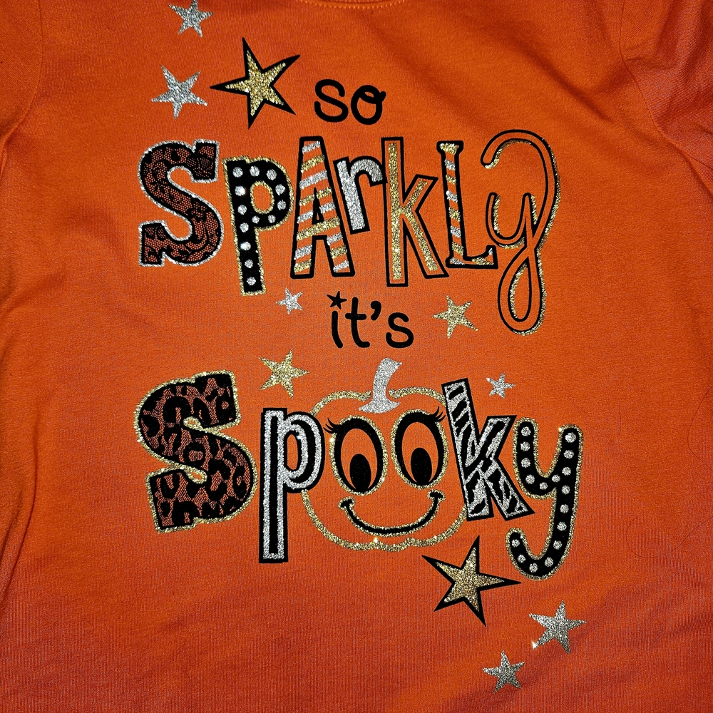 Halloween T-shirt with Sparkly Design Fits Womens XS/S (Actually Girls Size XL) - Picture 12 of 15